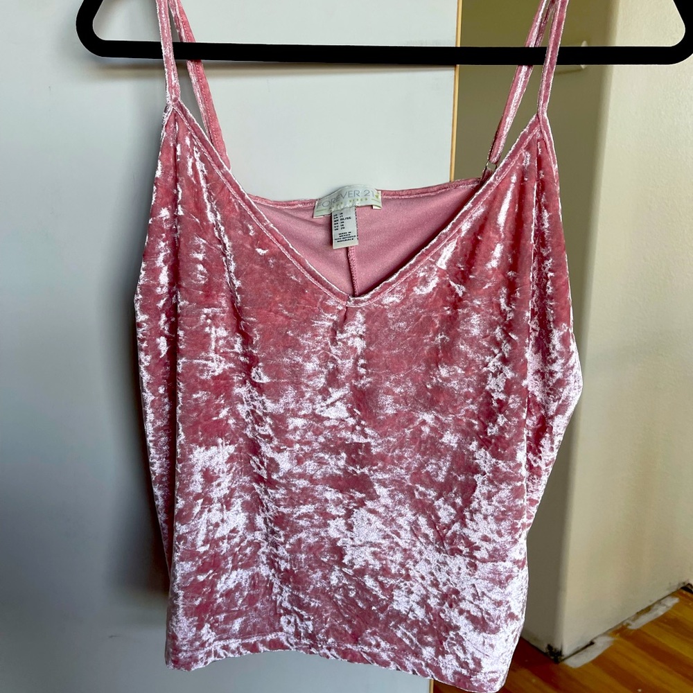 Pink suede crop top